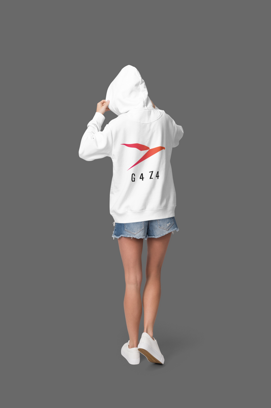 White Performance Back Print Hoodie